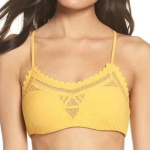 Red Carter Yellow Embroidered Bandeau Bikini Top M